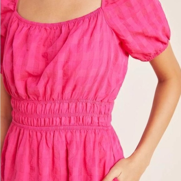NWOT Anthropologie Francesca Tiered Midi Dress Size Medium Petite. Hot pink - Picture 3 of 14